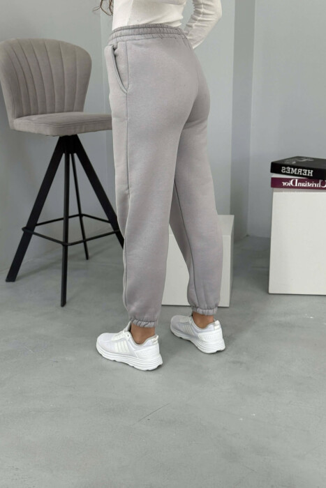ONE COLOR FLUFFY WOMEN JOGGERS GREY ASH/GRI HIRI - 2