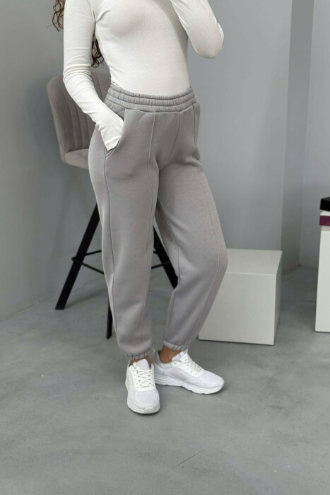ONE COLOR FLUFFY WOMEN JOGGERS GREY ASH/GRI HIRI - 3