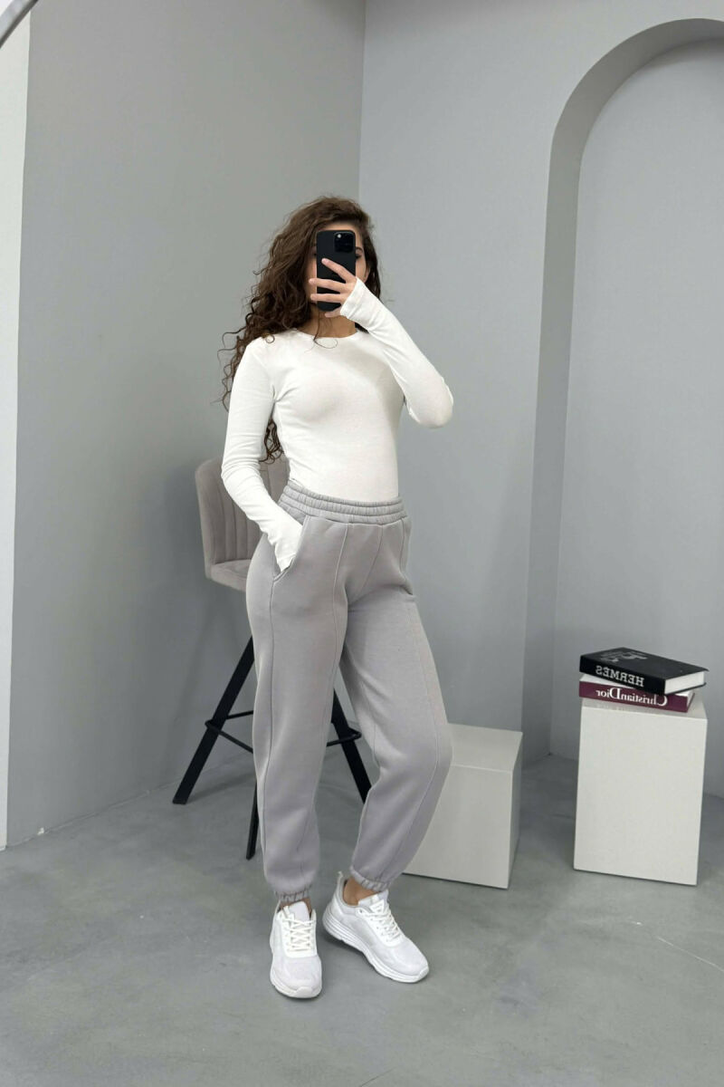 ONE COLOR FLUFFY WOMEN JOGGERS GREY ASH/GRI HIRI - 5
