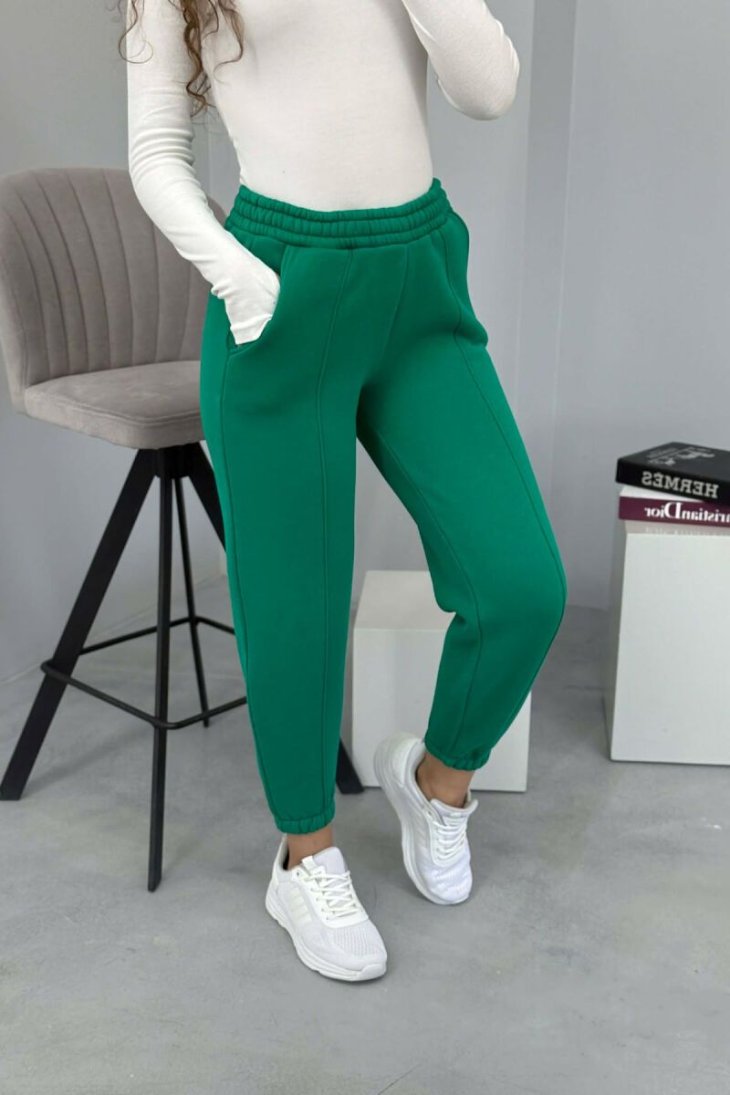ONE COLOR FLUFFY WOMEN JOGGERS LIGHT GREEN/JEZB - 2