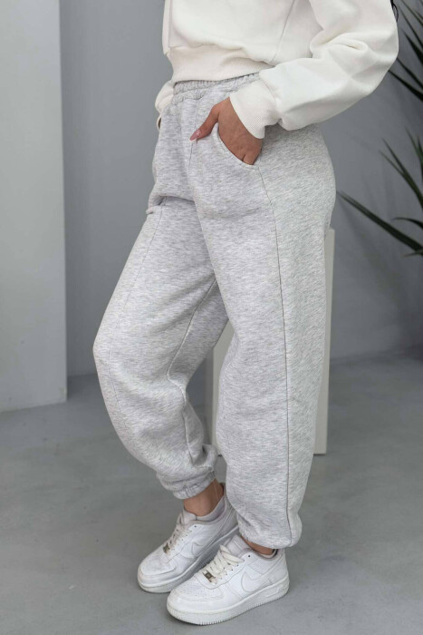 ONE COLOR FLUFFY WOMEN JOGGERS LIGHT GREY/GZ - 7