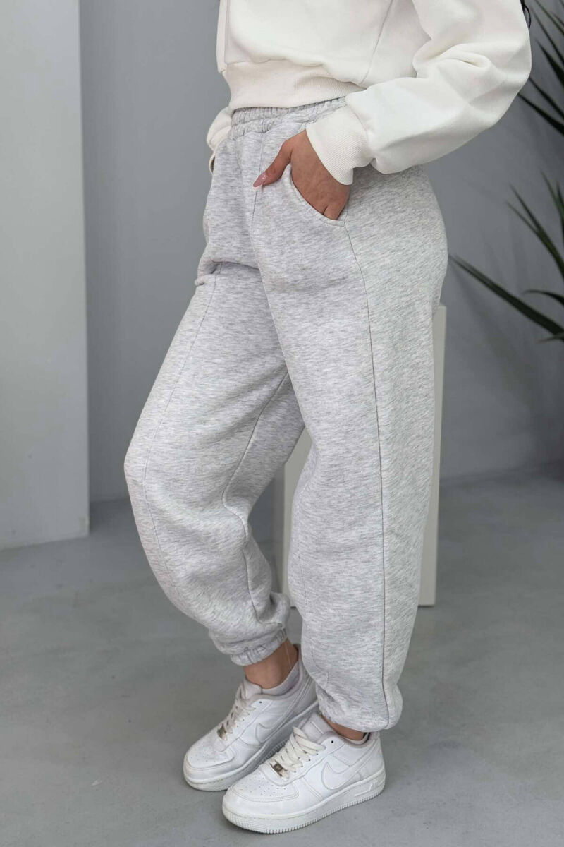 ONE COLOR FLUFFY WOMEN JOGGERS LIGHT GREY/GZ - 7