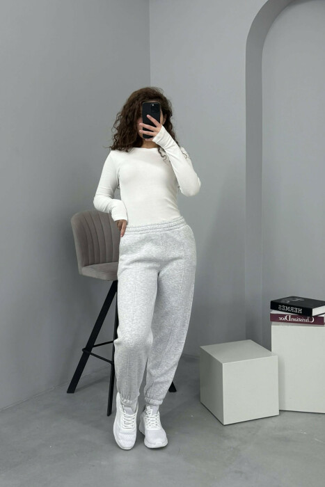 ONE COLOR FLUFFY WOMEN JOGGERS LIGHT GREY/GZ 