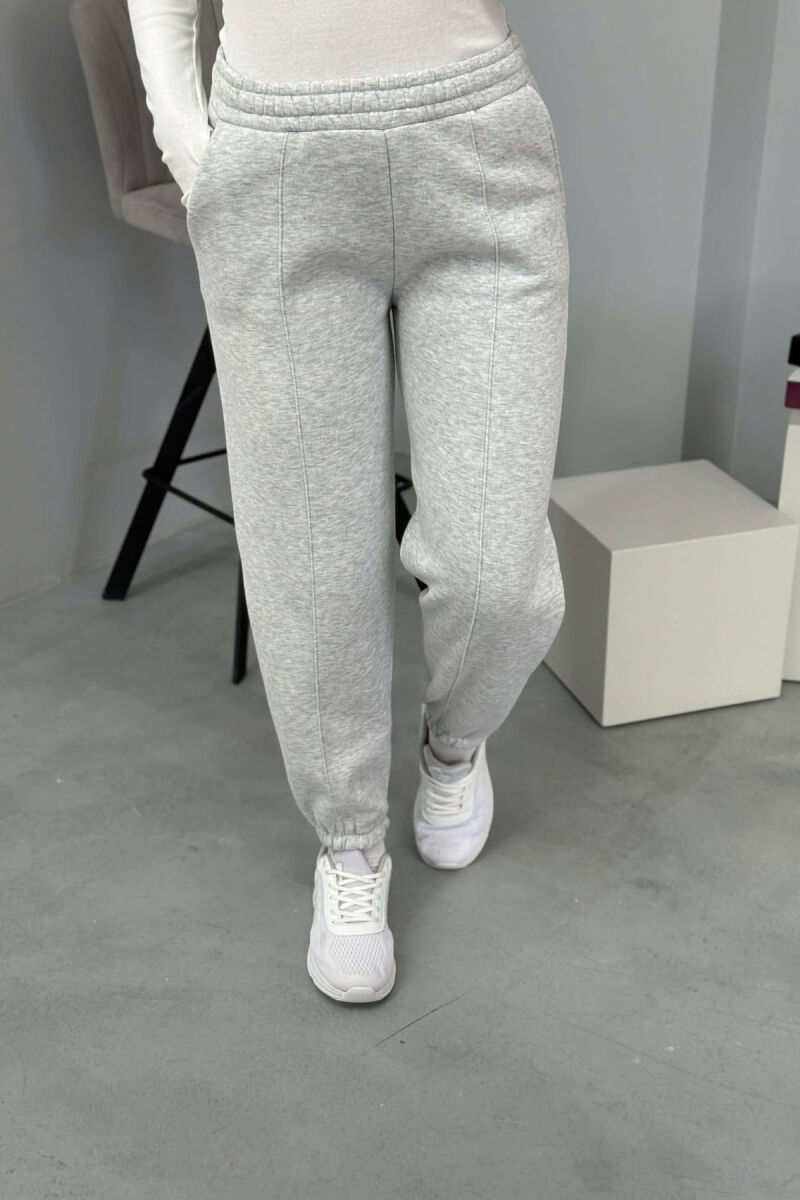 ONE COLOR FLUFFY WOMEN JOGGERS LIGHT GREY/GZ - 3