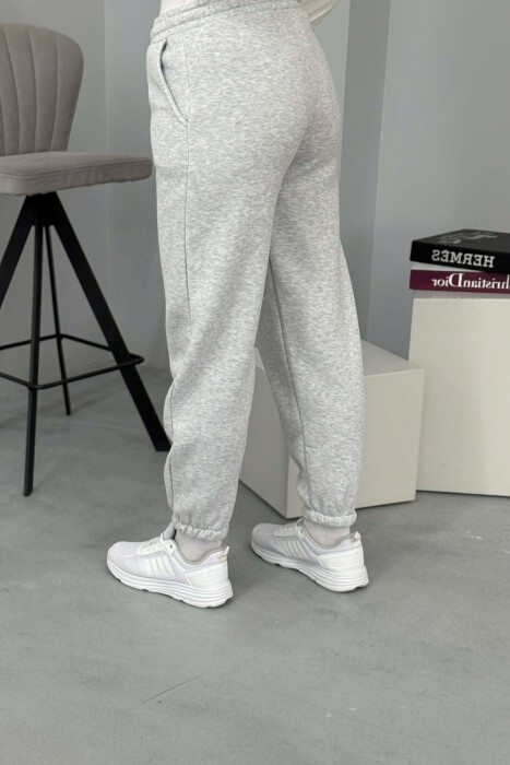 ONE COLOR FLUFFY WOMEN JOGGERS LIGHT GREY/GZ - 5