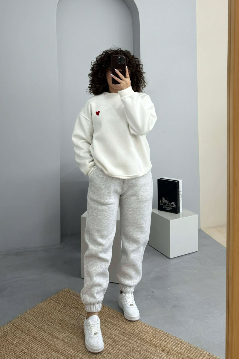 ONE COLOR FLUFFY WOMEN JOGGERS LIGHT GREY/GZ - 2