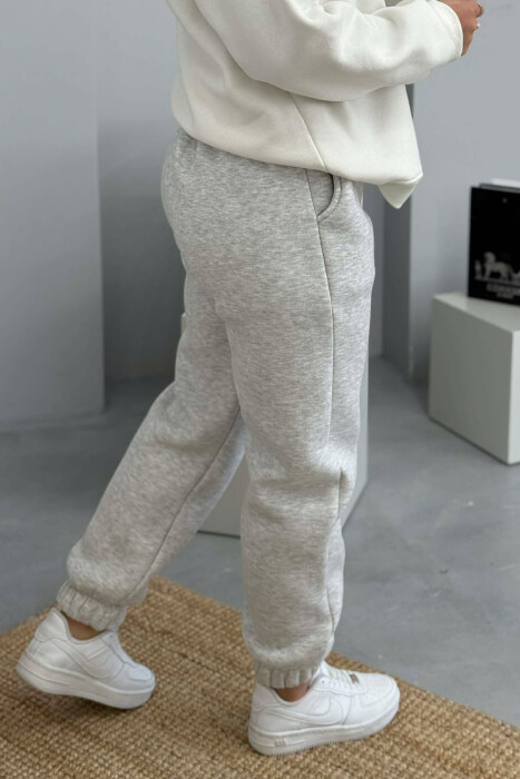 ONE COLOR FLUFFY WOMEN JOGGERS LIGHT GREY/GZ - 5