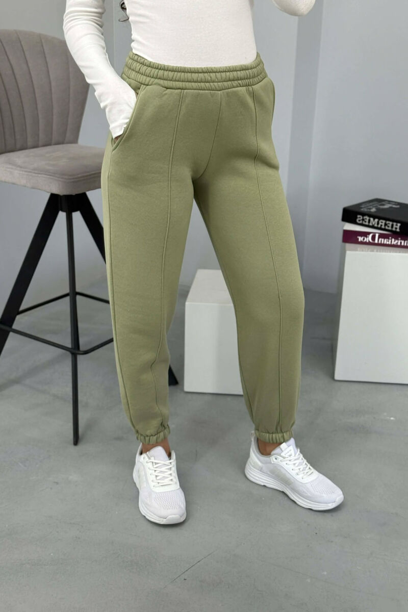 ONE COLOR FLUFFY WOMEN JOGGERS MINT/MENTE - 4