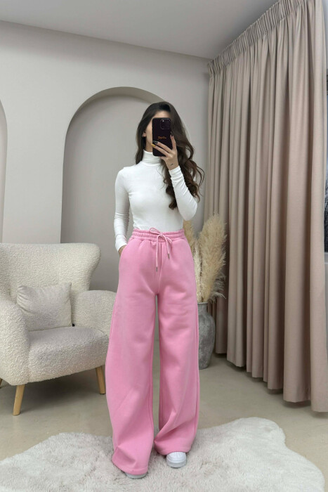 ONE COLOR FLUFFY WOMEN SWEATPANTS PINK/ROZE 