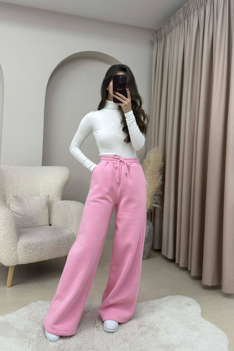 ONE COLOR FLUFFY WOMEN SWEATPANTS PINK/ROZE - 4