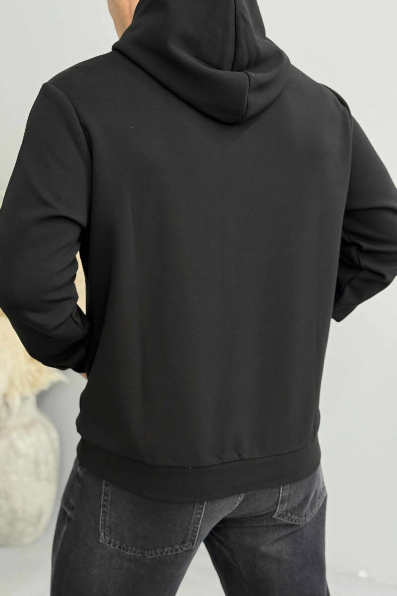 ONE COLOR FRONT DESIGN MEN HOODIE BLACK/ E ZEZE - 3