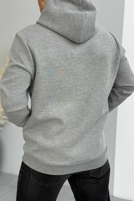 ONE COLOR FRONT DESIGN MEN HOODIE GREY/GRI - 3