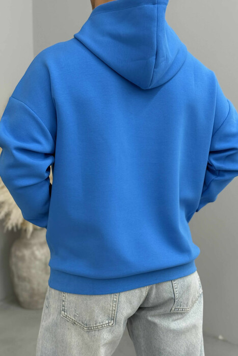 ONE COLOR FRONT DESIGN MEN HOODIE LIGHTBLUE/BZ - 3