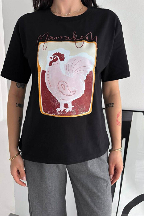 ONE COLOR FRONT IMAGE WOMAN T-SHIRT BLACK/ E ZEZE - 2