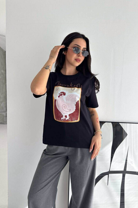 T-SHIRT NJE NGJYRESH ME IMAZH PER FEMRA NE NGJYRE TE ZEZE - 