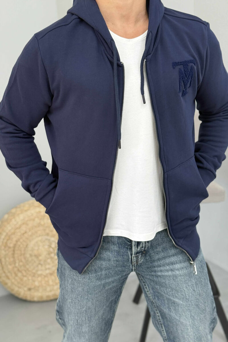 ONE COLOR FRONT LOGO MEN COTTON JACKET BLUE/BLU - 3
