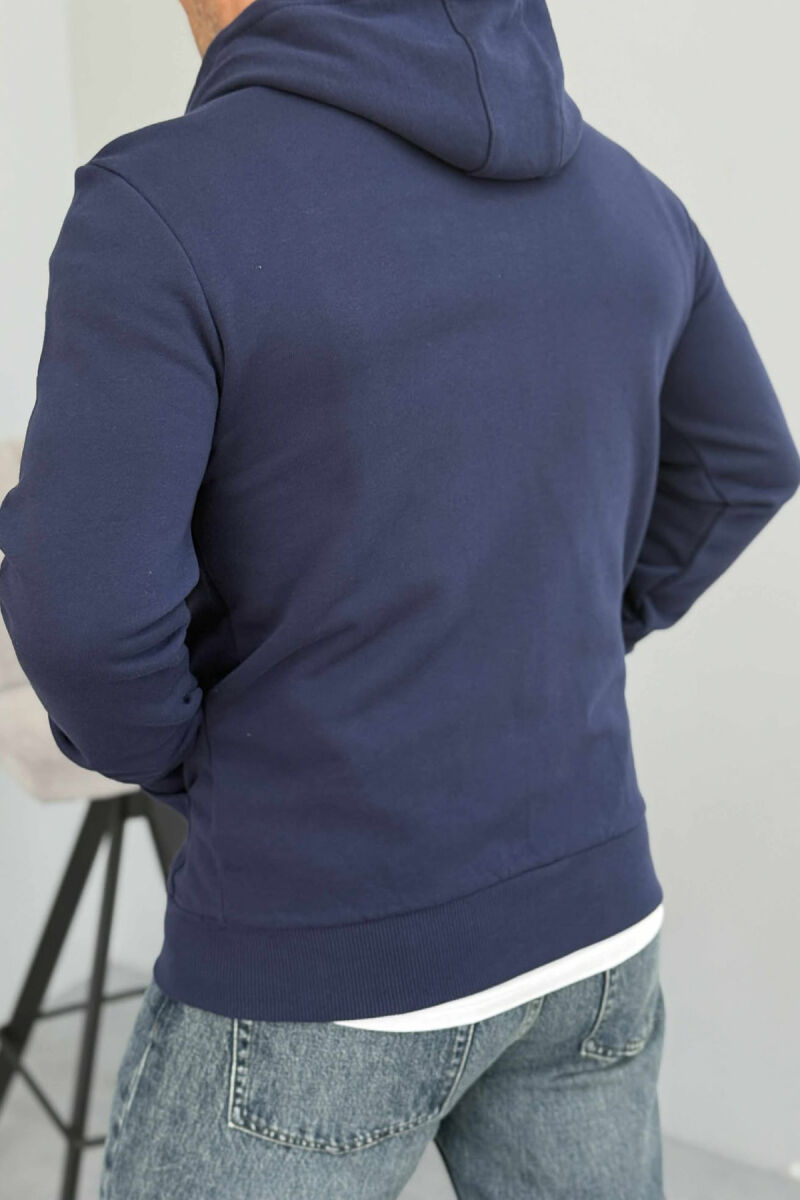 ONE COLOR FRONT LOGO MEN COTTON JACKET BLUE/BLU - 4