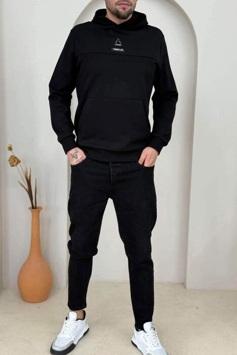 ONE COLOR FRONT LOGO MEN HOODIE BLACK/ E ZEZE - 2