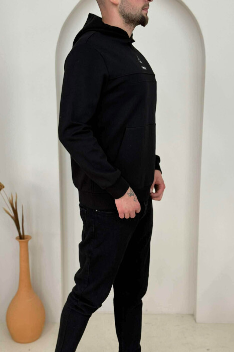 ONE COLOR FRONT LOGO MEN HOODIE BLACK/ E ZEZE - 3