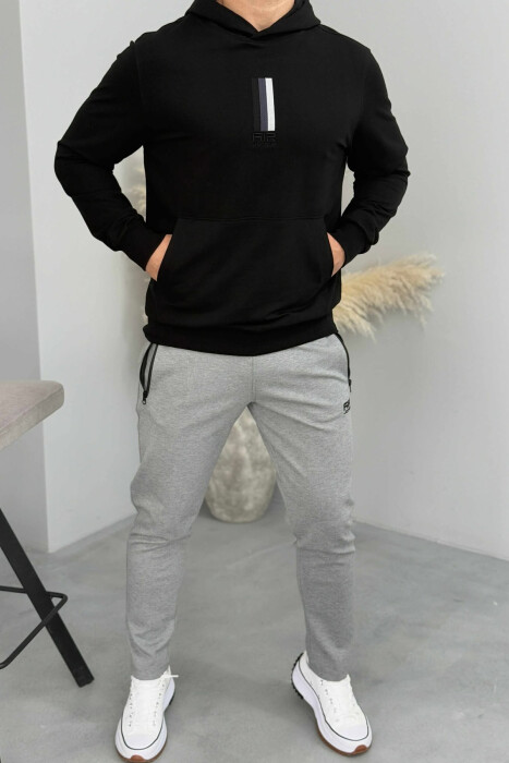 ONE COLOR FRONT LOGO MEN HOODIE BLACK/ E ZEZE - 2