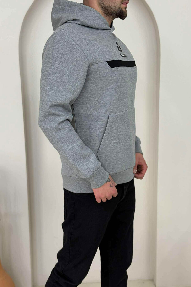 ONE COLOR FRONT LOGO MEN HOODIE GREY/GRI - 3