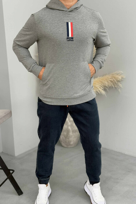 ONE COLOR FRONT LOGO MEN HOODIE GREY/GRI - 2