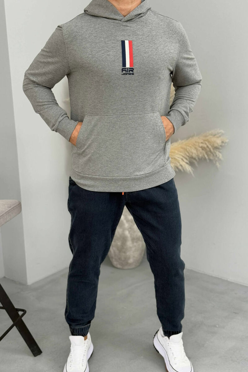 ONE COLOR FRONT LOGO MEN HOODIE GREY/GRI - 2