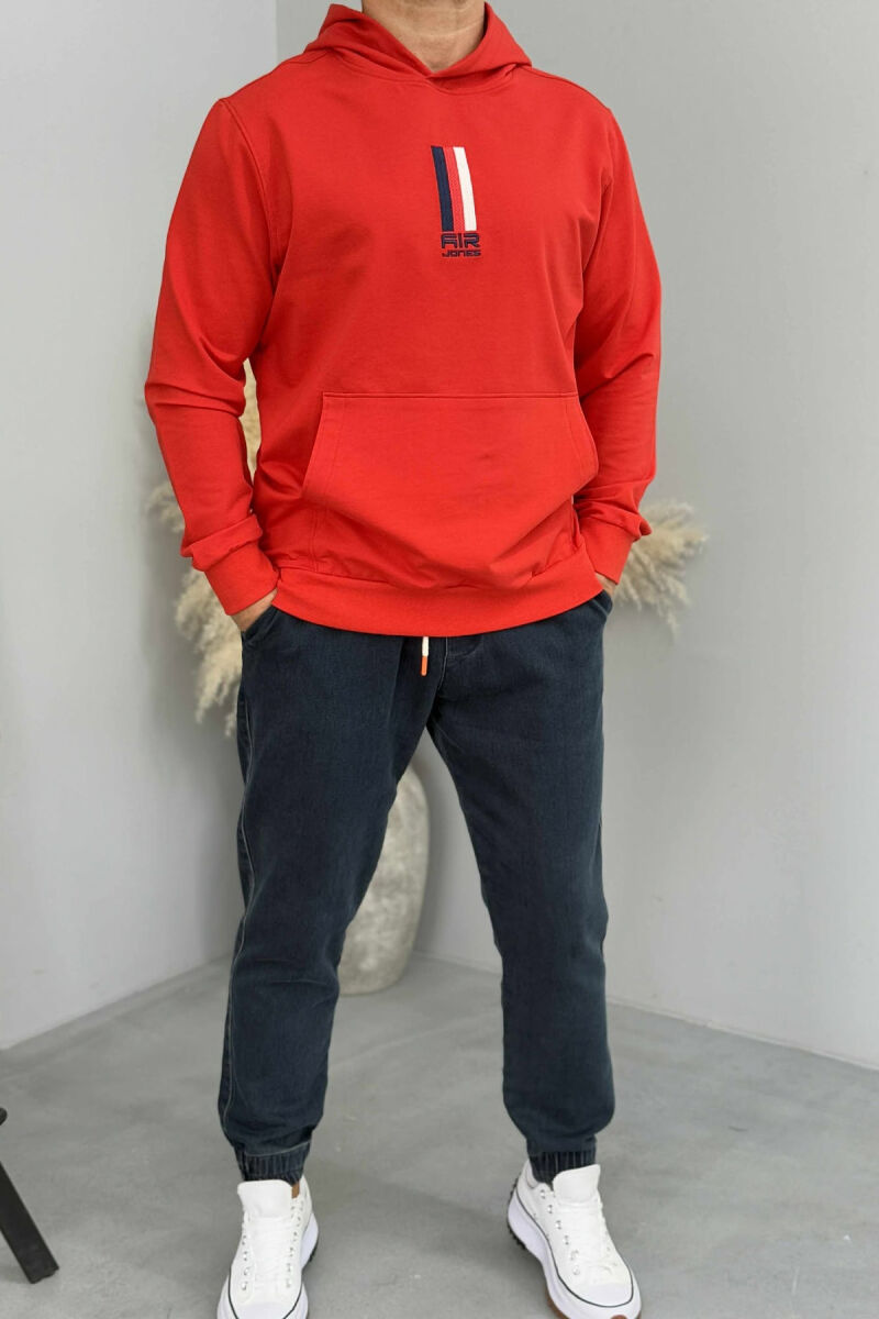 ONE COLOR FRONT LOGO MEN HOODIE RED/E KUQE - 3