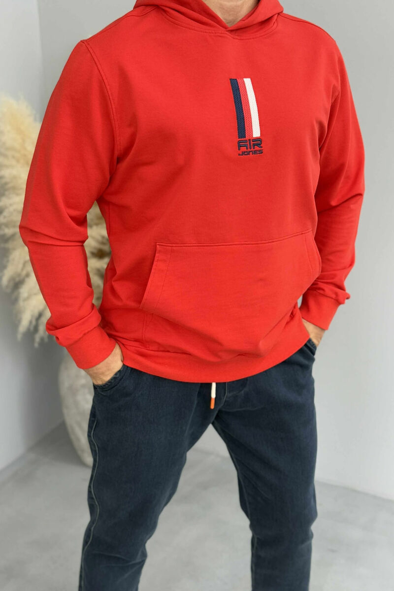 ONE COLOR FRONT LOGO MEN HOODIE RED/E KUQE - 2