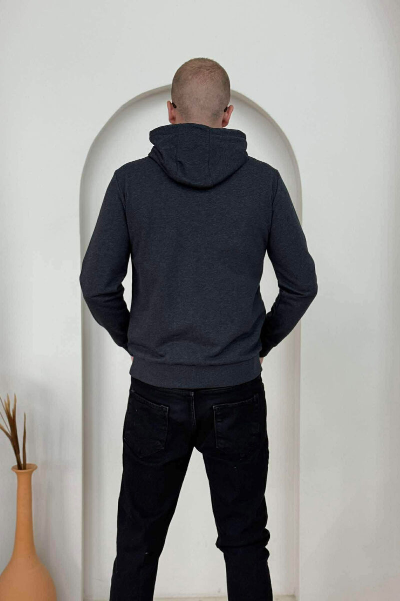 ONE COLOR FRONT LOGO SIMPLE MEN HOODIE DARK GREY/GEE - 2