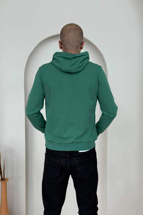 ONE COLOR FRONT LOGO SIMPLE MEN HOODIE GREEN/JESHILE - 2