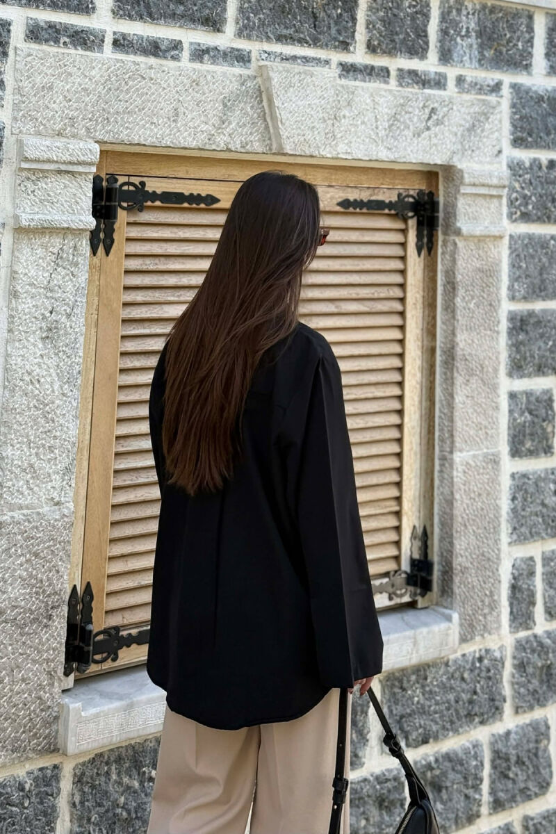 ONE COLOR FRONT POCKET WOMAN SHIRT BLACK/ E ZEZE - 6