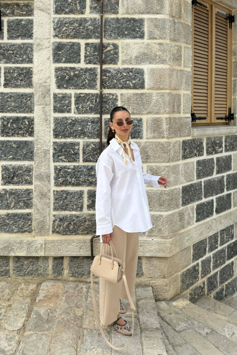 ONE COLOR FRONT POCKET WOMAN SHIRT WHITE-E BARDHE - 2