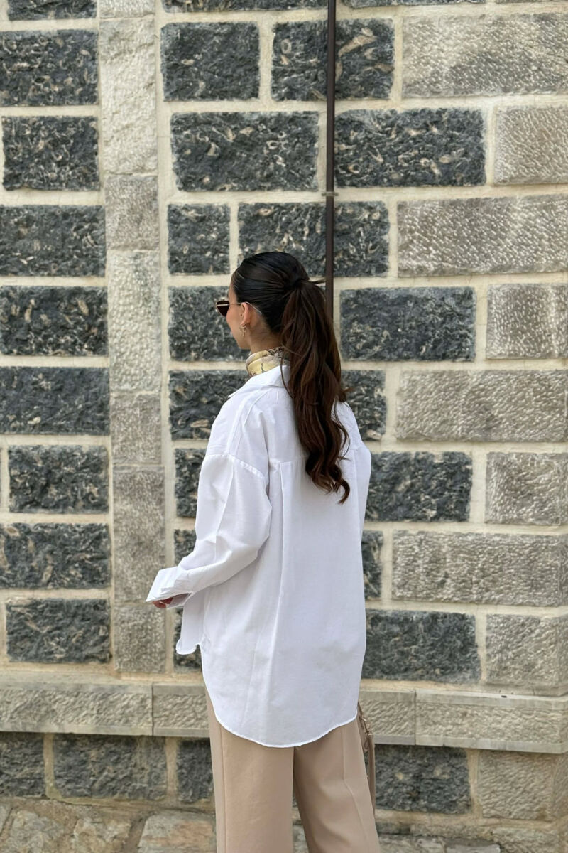 ONE COLOR FRONT POCKET WOMAN SHIRT WHITE-E BARDHE - 3