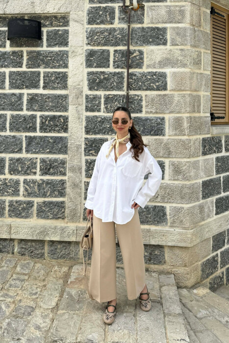 ONE COLOR FRONT POCKET WOMAN SHIRT WHITE-E BARDHE - 4