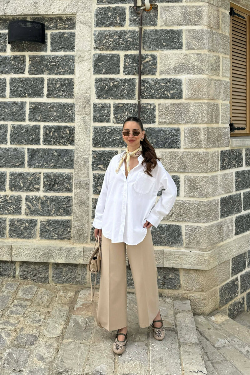 ONE COLOR FRONT POCKET WOMAN SHIRT WHITE-E BARDHE - 4