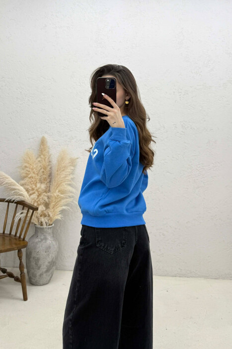 ONE COLOR FRONT PRINTED WOMEN SWEATSHIRT BLUE/BLU - 2