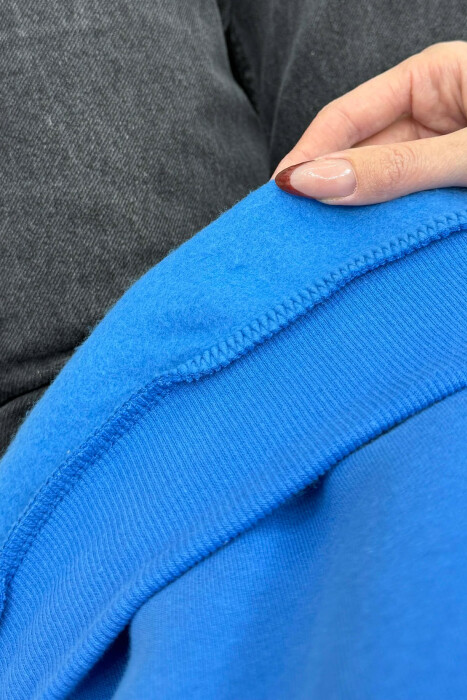 ONE COLOR FRONT PRINTED WOMEN SWEATSHIRT BLUE/BLU - 3