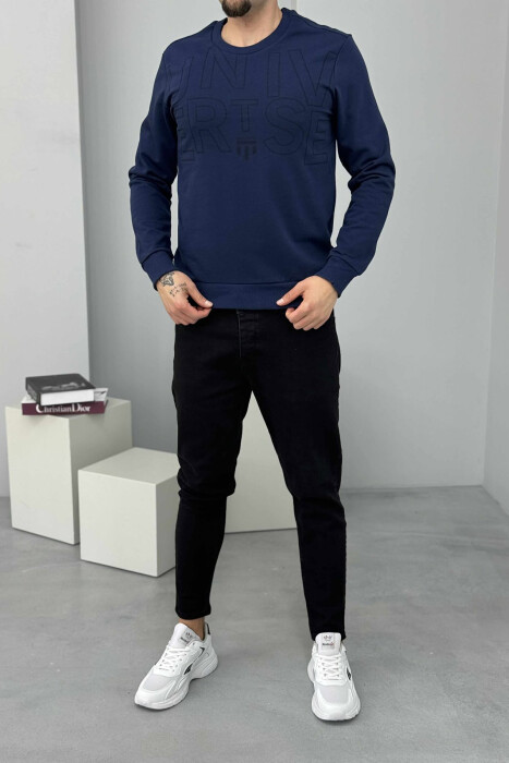 ONE COLOR FRONT WRITTINGS MEN SWEATSHIRT BLUE/BLU 
