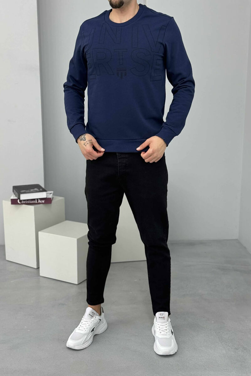 ONE COLOR FRONT WRITTINGS MEN SWEATSHIRT BLUE/BLU - 1