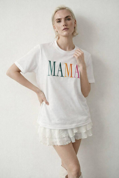 ONE COLOR FRONT WRITTINGS WOMAN T-SHIRT WHITE-E BARDHE - 