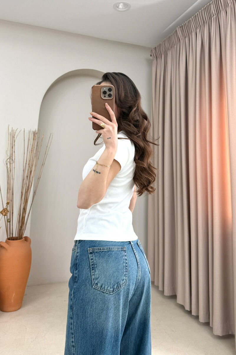 ONE COLOR FRONT WRITTINGS WOMAN T-SHIRT WHITE-E BARDHE - 4