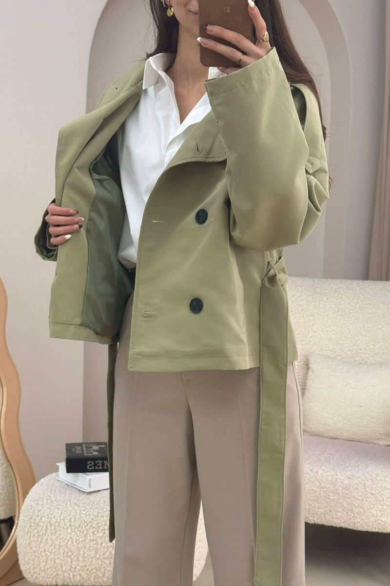 ONE COLOR FUNNEL-NECK SHORT WOMEN JACKET OLIVE/ULLI - 4