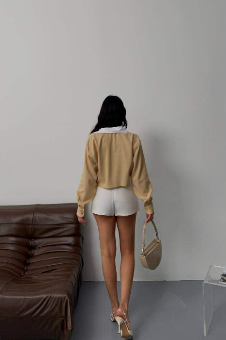 ONE COLOR GOLD BUTONS WOMAN SHIRT BEIGE/BEZHE - 2