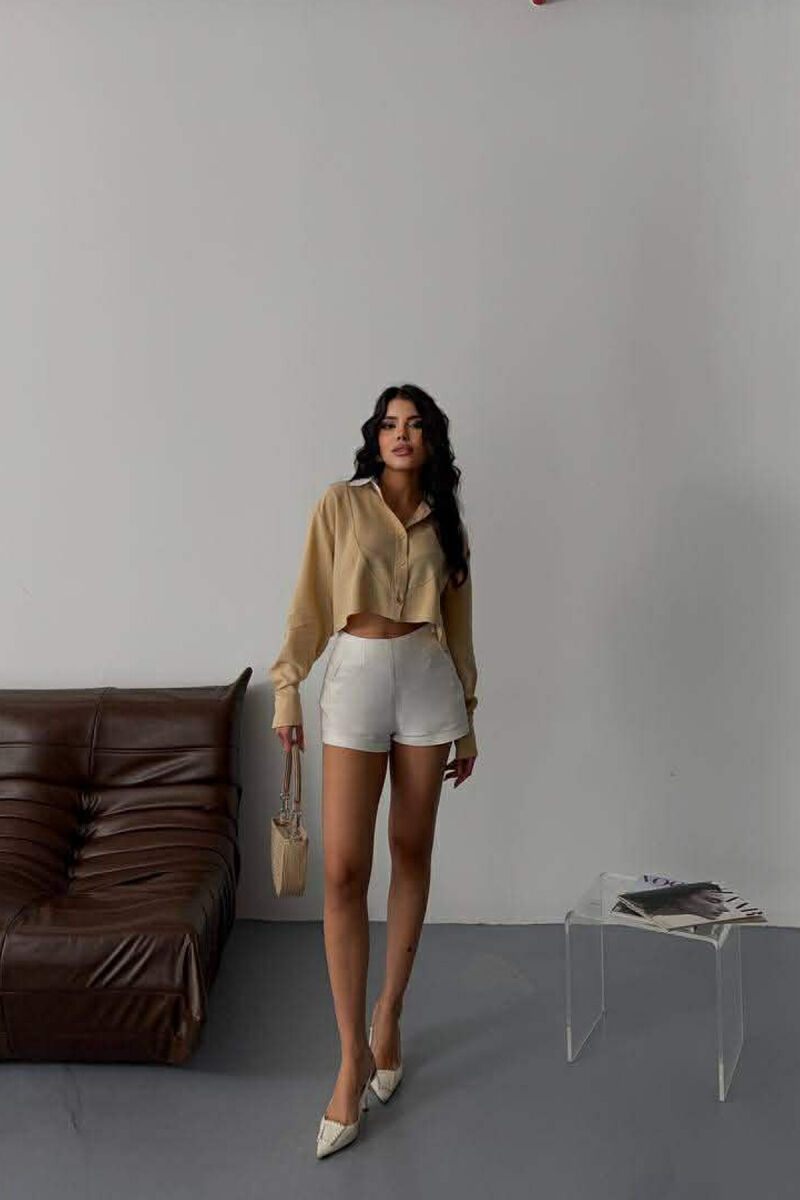 ONE COLOR GOLD BUTONS WOMAN SHIRT BEIGE/BEZHE - 3