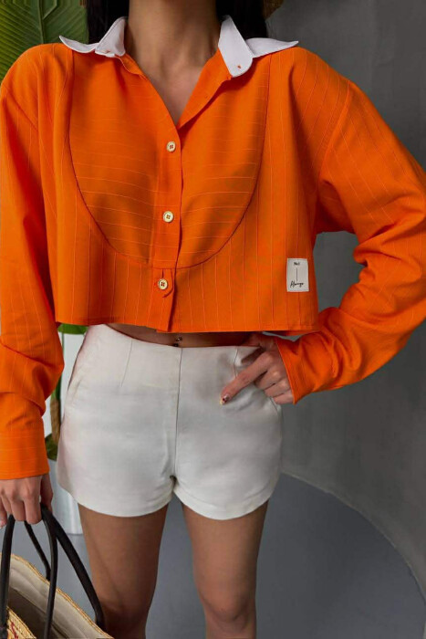ONE COLOR GOLD BUTONS WOMAN SHIRT ORANGE/PORTOKALLI - 1
