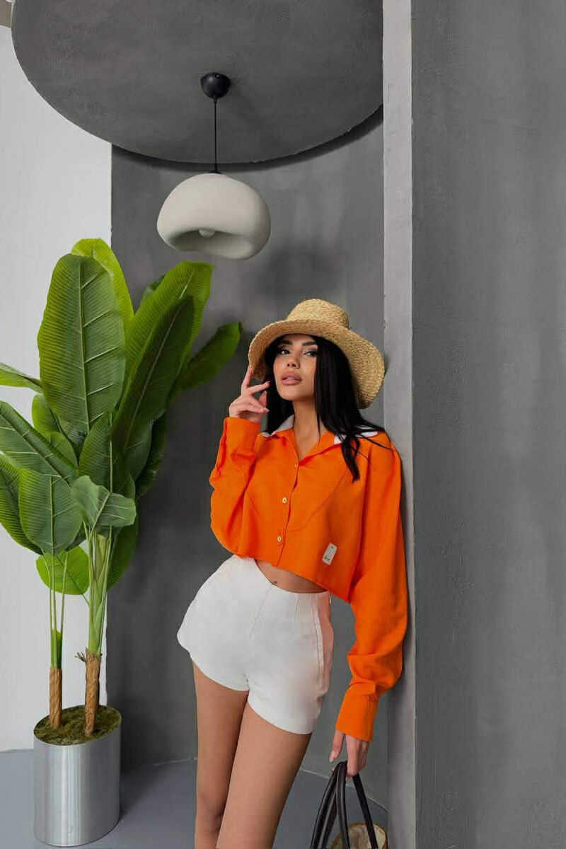 ONE COLOR GOLD BUTONS WOMAN SHIRT ORANGE/PORTOKALLI - 2