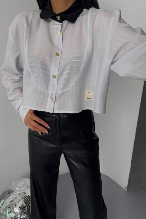 ONE COLOR GOLD BUTONS WOMAN SHIRT WHITE-E BARDHE 