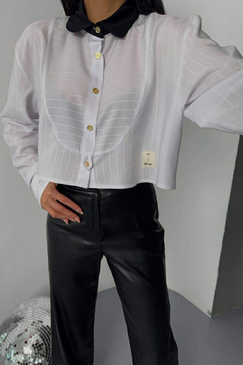 ONE COLOR GOLD BUTONS WOMAN SHIRT WHITE-E BARDHE - 1