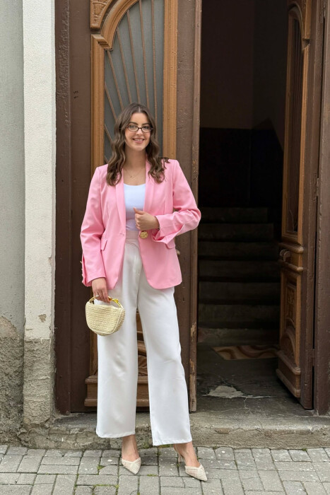 ONE COLOR GOLD BUTTON CLASSIC WOMAN JACKET PINK/ROZE - 1